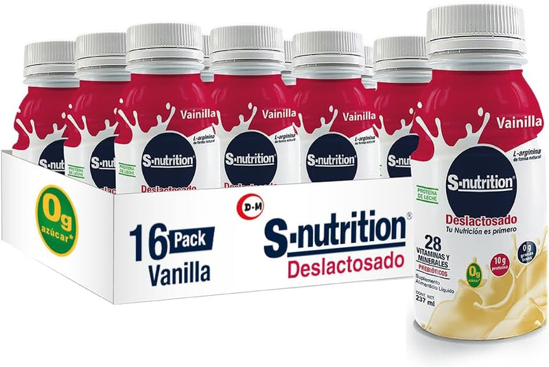 S-NUTRITION - SUPLEMENTO ALIMENTICIO LIQUIDO 16 PACK - 237ml SABOR VAINILLA
