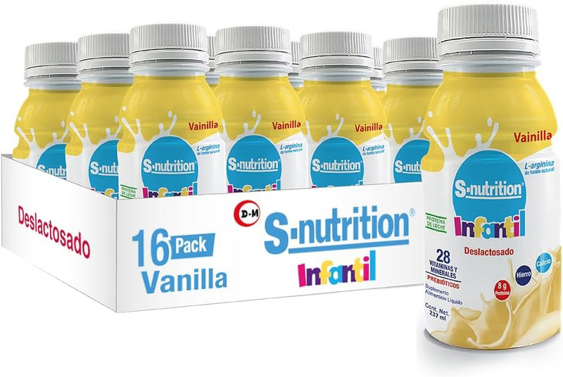 S-NUTRITION INFANTIL - SUPLEMENTO ALIMENTICIO LIQUIDO 16 PACK - 237ml SABOR VAINILLA